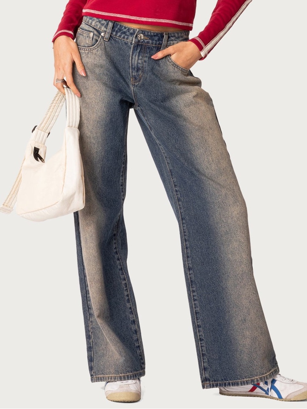 Edikted Raelynn Washed Low Rise Baggy Jeans